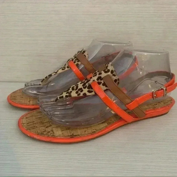 Arturo Chiang Orange and Leopard Sandals - Picture 2 of 12